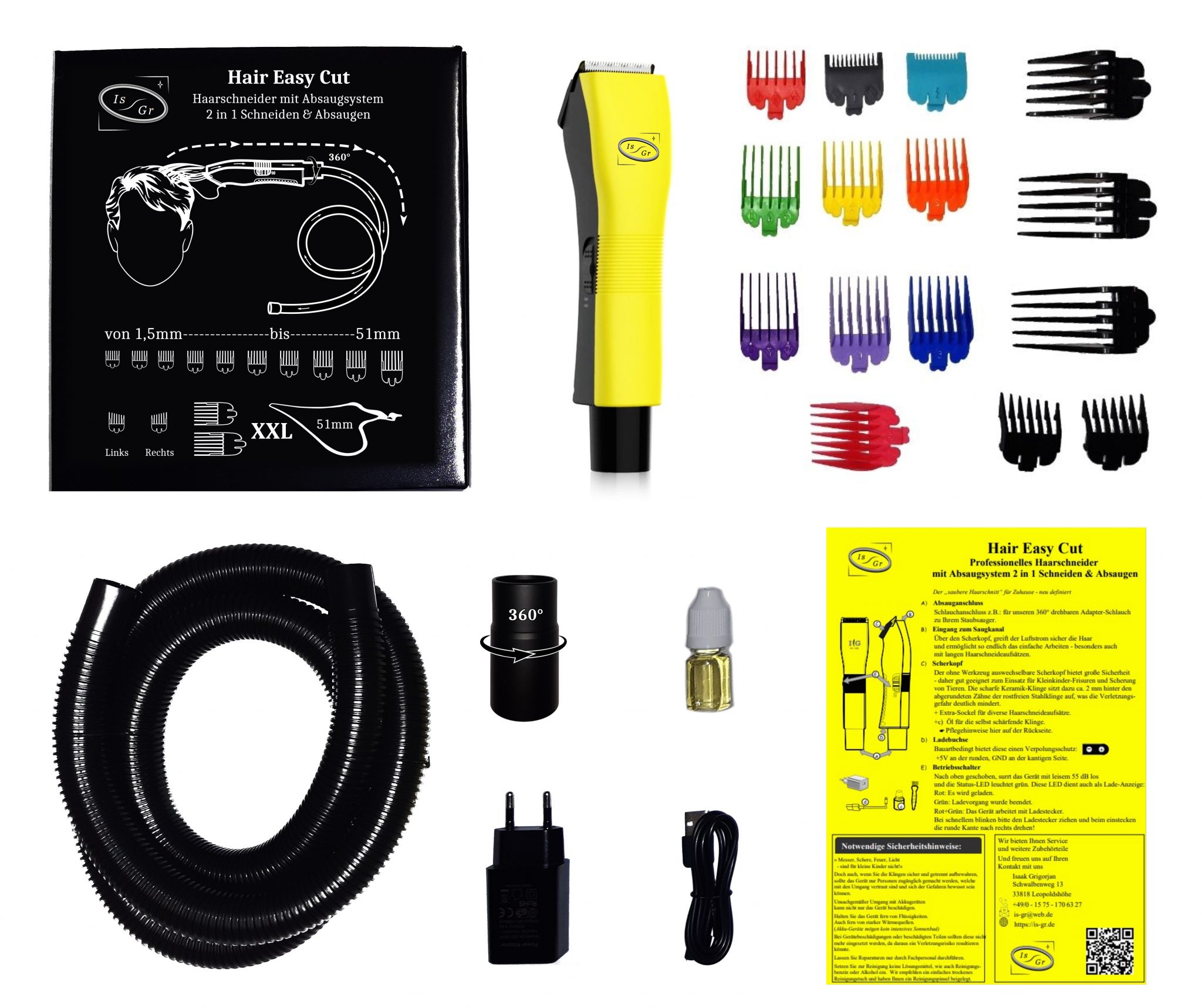 Hair Easy Cut Haarschneider Staubsauger 2 in 1 Schneiden Saugen, Vakuum ...