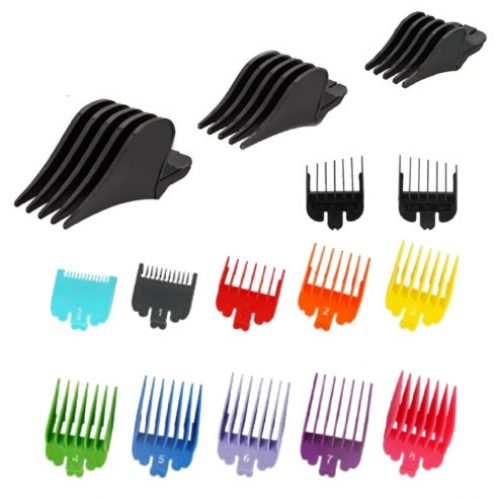 15-teiliges Haarschneider Aufsatz Set kompatibel mit Hair Easy Cut & Wahl – 1,5–51 mm – Farbige Führungskämme + XXL & Übergangsaufsätze – Profi Haarschneidemaschine Zubehör