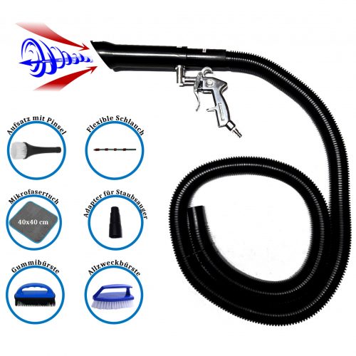 Profi Druckluft Reinigungspistole 2-in-1 – Saugen & Ausblasen mit Rotationstechnik, Aluminiumgehäuse, für Auto, Werkstatt & Industrie
