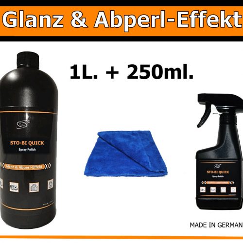STO-BI QUICK Schnellpolitur 1L und 250ml inkl. Mikrofasertuch, Lackversiegelung, Spray Polish, Finish Wax, Versiegelung, Autoglanz, Glanz spray, Sprüh Politur